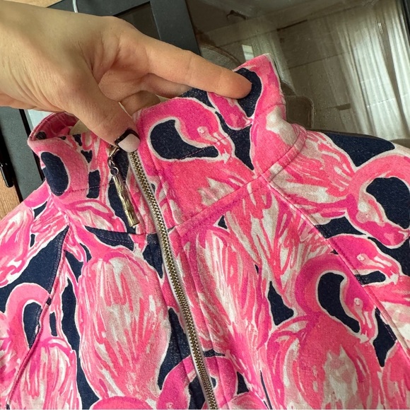 Lilly Pulitzer Zip up Jacket Skipper Popover Flamingo print Resortwear active - Picture 10 of 10